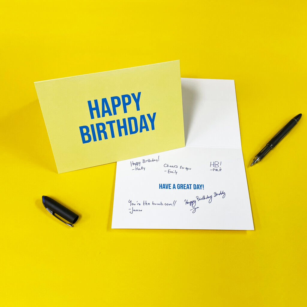 Birthday Card Yellow with pen