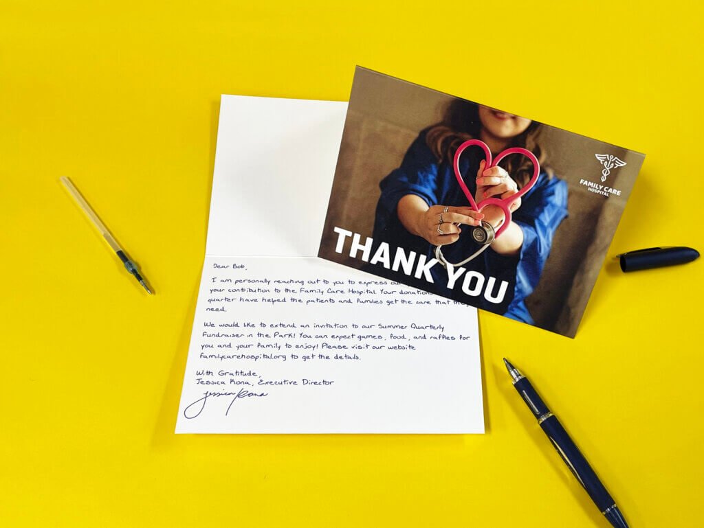 Handwritten Thank You Card Yellow